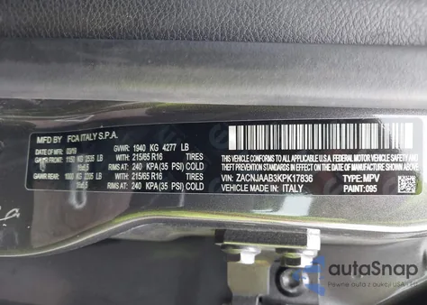 2019 Jeep Renegade Sport Fwd z USA, uszkodzony, nr VIN ZACNJAAB3KPK17836